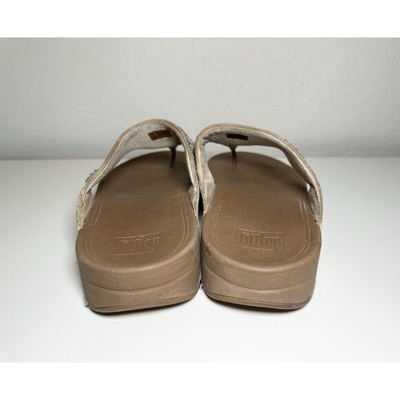 FitFlop Lulu Sparkly Rhinestone Nude Gold Thong Flip Flop Wedge Cushion Women 10 - Picture 3 of 14
